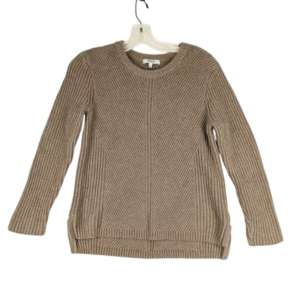 Madewell Womens Large Hexcomb Brown Knit Cotton Blend Long Sleeve Sweater - Picture 1 of 7